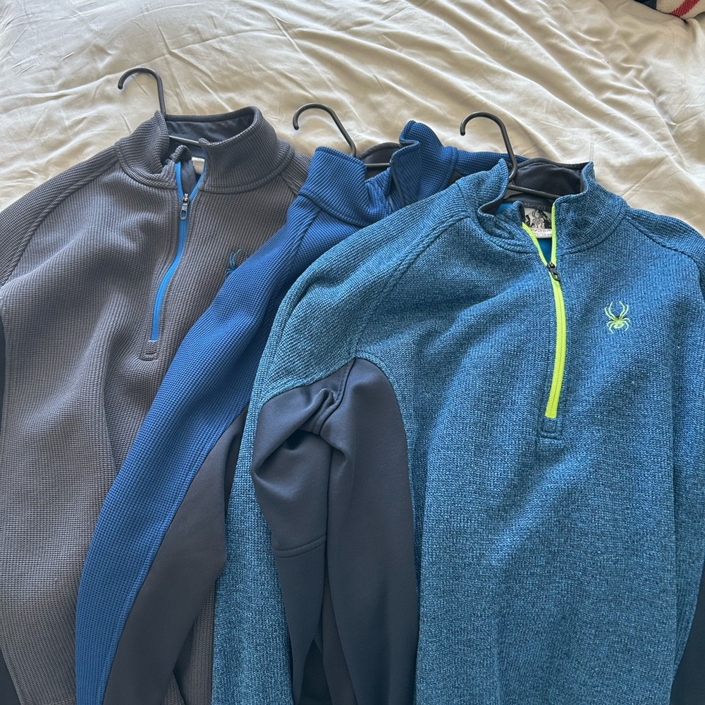 Spyder Men's Blue and Gray Zip-Up Sweater Trio